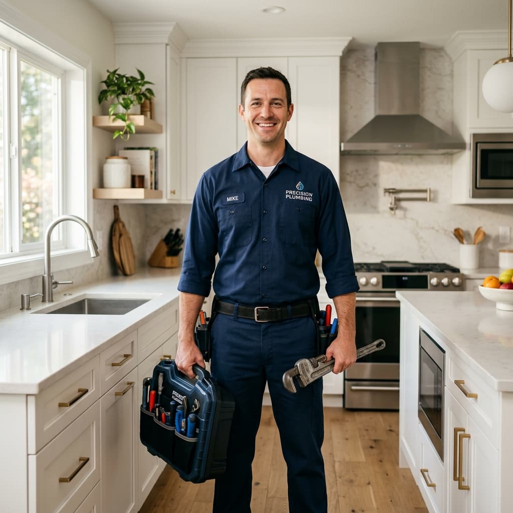Professional plumber working